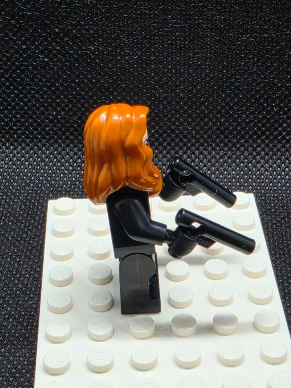 LEGO Marvel Super Heroes Black Widow Minifigure SH0922 Orange Hair Dual Guns New